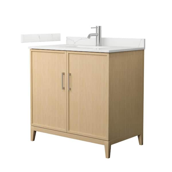 Wyndham Collection Elan 36 in. W x 22 in. D x 35 in. H Single Bath Vanity in White Oak with Giotto Quartz Top