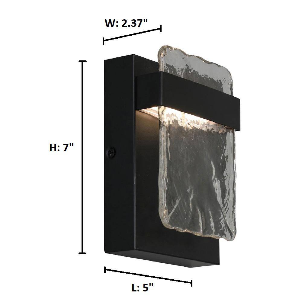 Madrona Black LED Outdoor Wall Sconce with Clear Water Glass