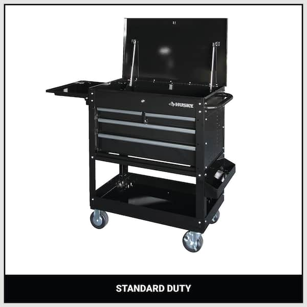 Tool Storage 33 in. W Mechanics Cart with Extended Side Table and Bottle Tray