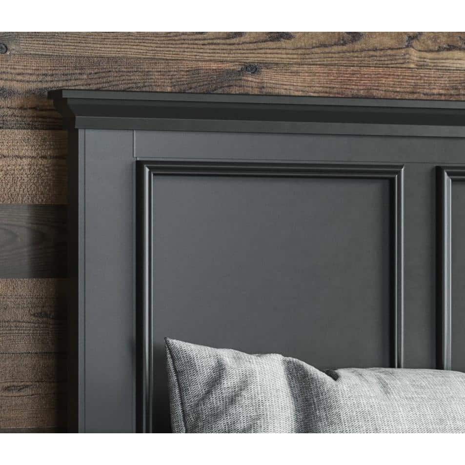 Ebony Queen Wood Headboard with Raised Panels