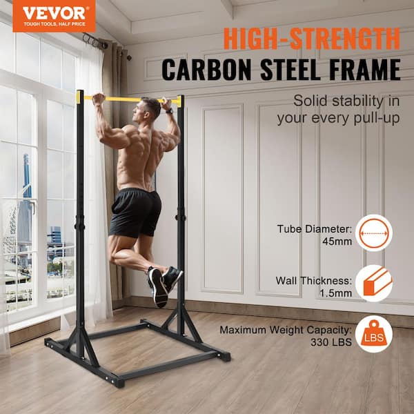 VEVOR Power Tower Pull Up Bar Station Multi Function Dip Station with 8 Level Adjustable Height 330 lbs. Loading Black Yellow DGYTXSJKDJGDK356AV0 0809 The Home Depot