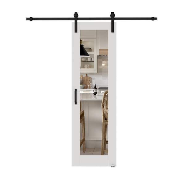 ARK DESIGN 24 in. x 80 in. Paneled White Mirrored Glass Primed MDF