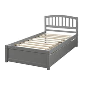 Maddox Gray Twin Size Platform Bed with 2-Drawers