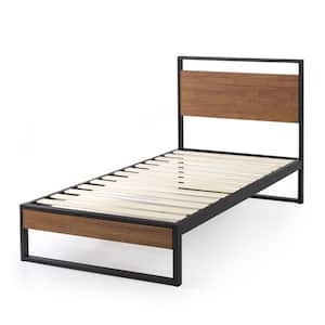 Suzanne Chestnut Brown Metal and Wood Twin Platform Bed Frame