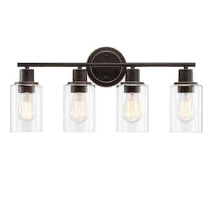GLA 23 in. 4-Light Bronze Vanity Light with Clear Glass Shade