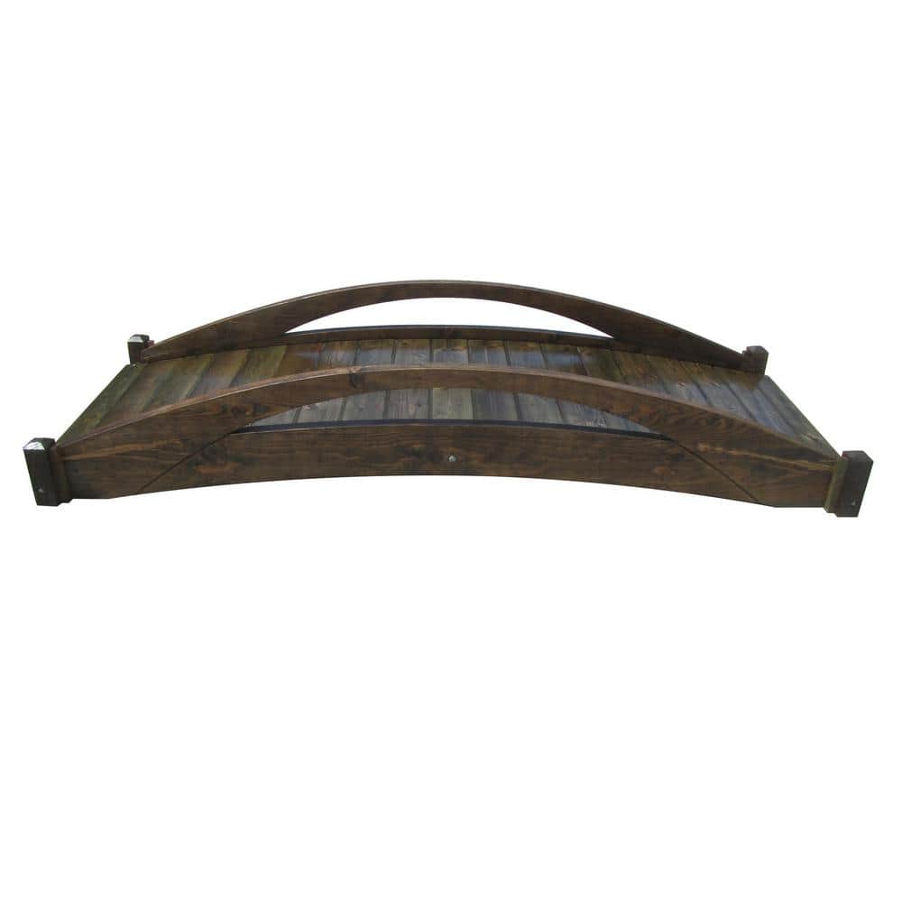 8 ft. Natural Wood Garden Bridge with Arched Design