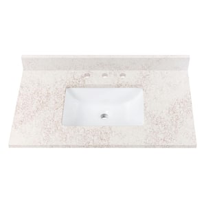 37 in. W x 22 in. D Quartz Vanity Top in Alluring with White Rectangular Single Sink