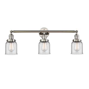 Bell 30 in. 3-Light Polished Nickel Vanity Light with Clear Glass Shade