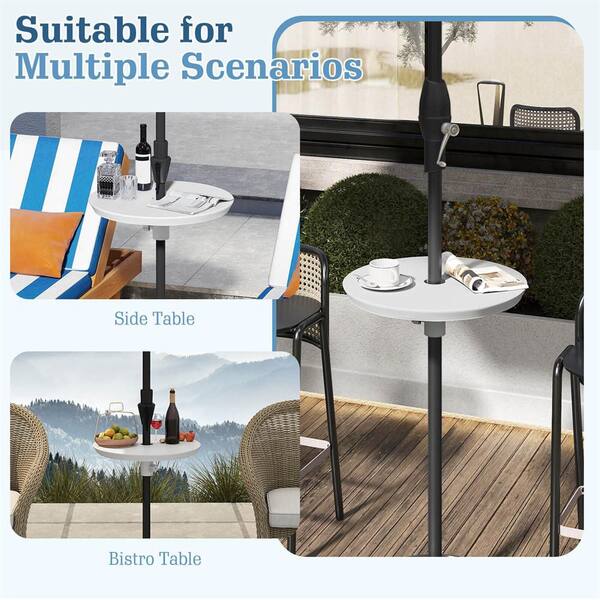 Costway 20 in. Outdoor Adjustable Umbrella Table for 1.5 in. and