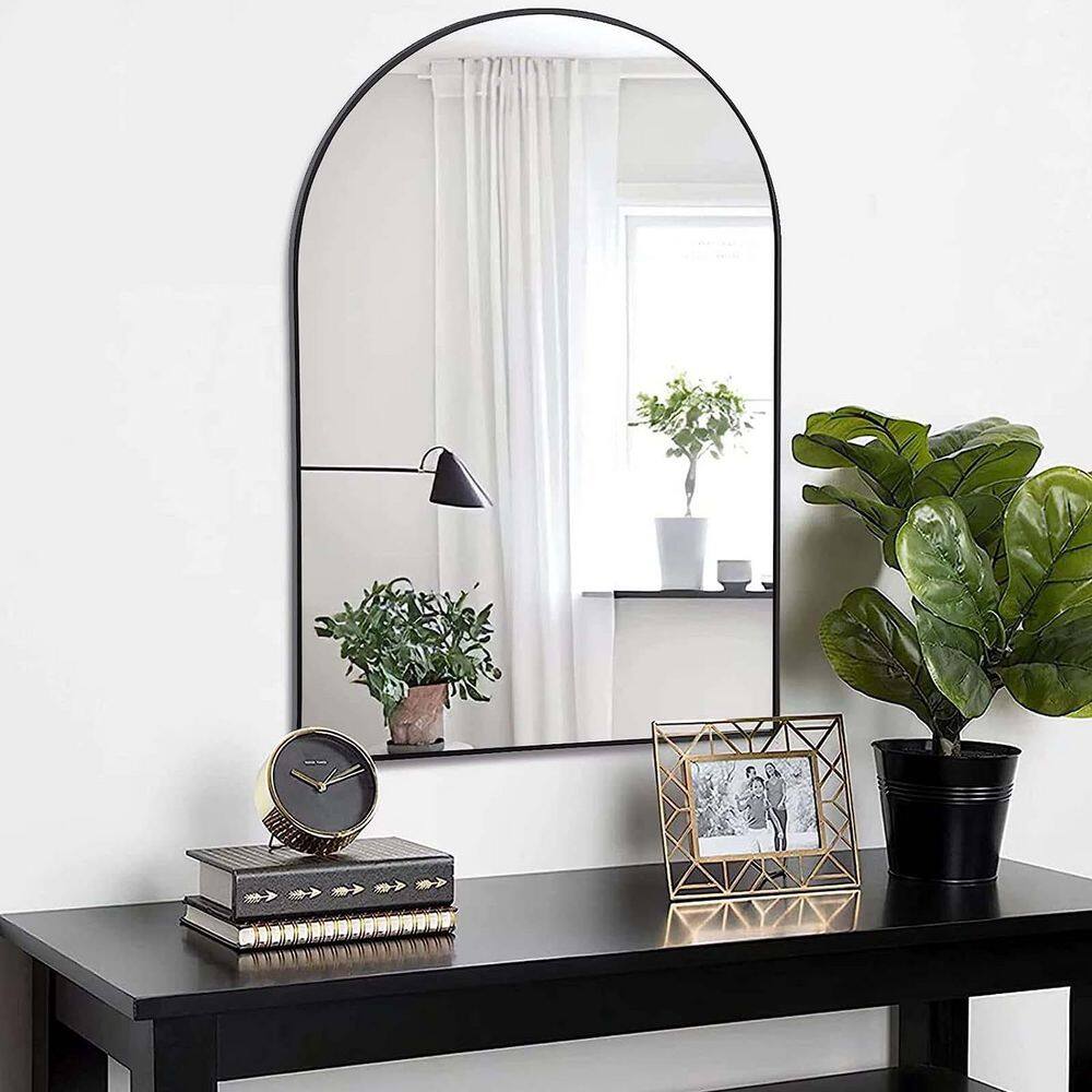 24 in. W x 36 in. H Arch Metal Framed Bathroom Mirror, Vanity Mirror Metal 