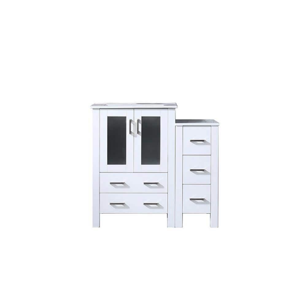 Volez 36 in W x 18.25 in D White Single Bath Vanity with Side Cabinet, and White Ceramic Top price history on PriceWatchPro