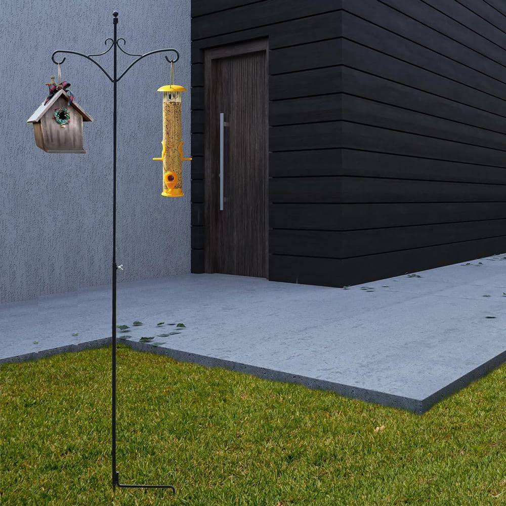 Ashman 91 Inch Black Steel Twin Hook Garden Arbor, 2 Pack