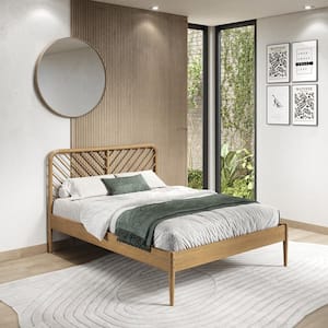 Diagonal Round Urban Oak Brown Frame Full Platform Bed