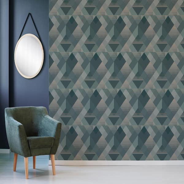 Kaleidoscope Emerald Non-Woven Paper Removable Wallpaper
