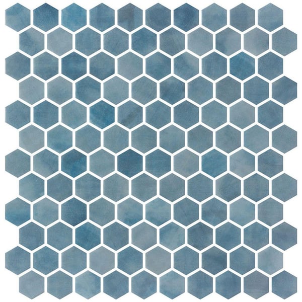 Watelle Fuzze 11.5 in. x 11.8 in. Matte Recycled Glass Hexagon Mosaic Wall and Floor Mosaic Tile Sample