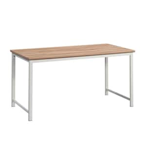 Bergen Circle 59.055 in. Kiln Acacia Writing Desk or Worktable with Melamine Top and Metal Frame