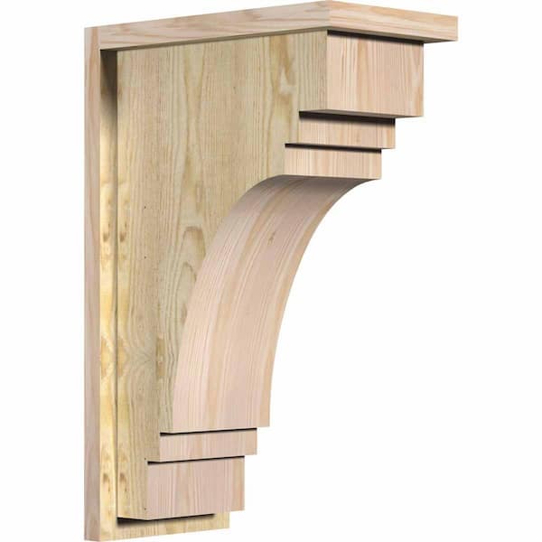 Ekena Millwork 8 in. x 14 in. x 22 in. Douglas Fir Pescadero Rough Sawn Corbel with Backplate