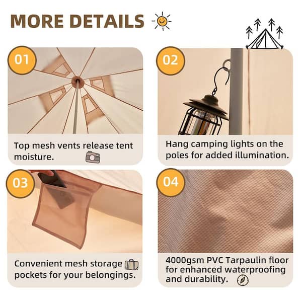 Trailblazer 13 ft. Beige Bell Tent with Stove Jack and Removable