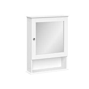 Ashland 18.38 in. W Wall Cabinet with Mirror and Open Shelf in White