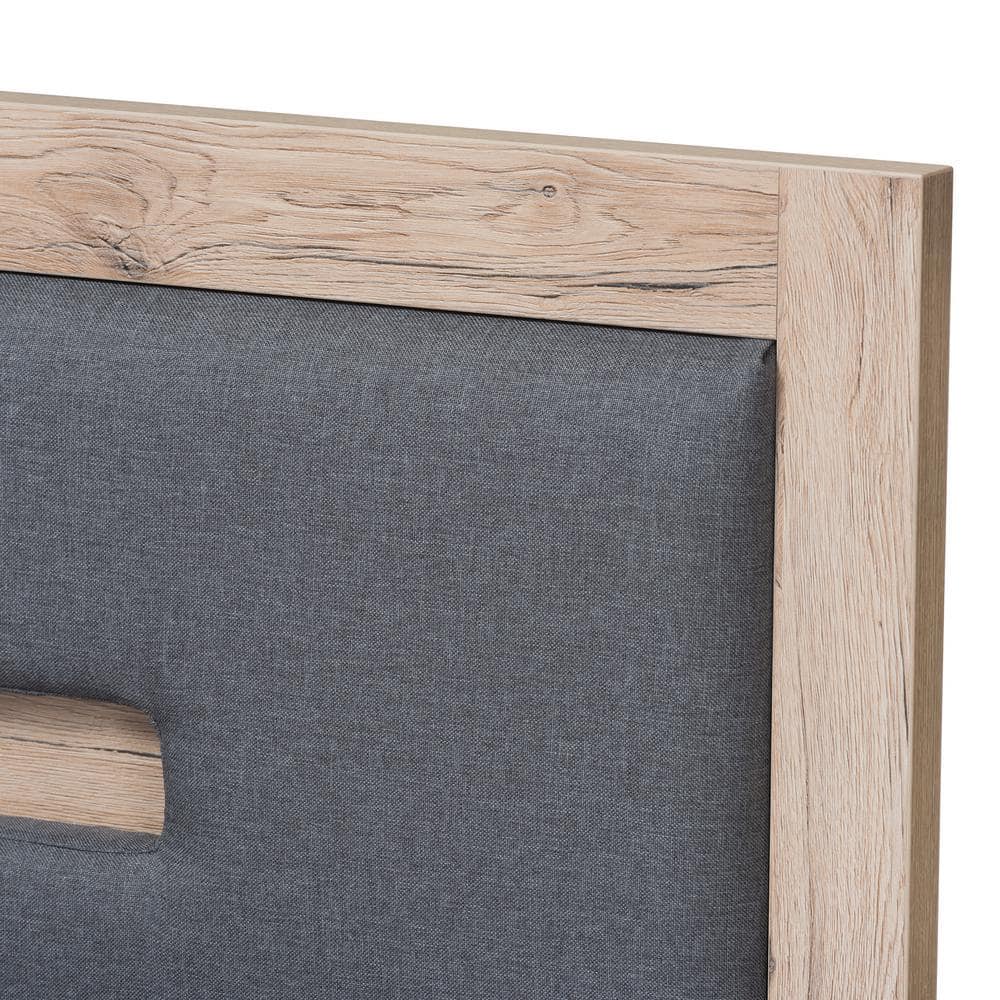 Twin Dark Gray and Light Brown Upholstered Storage Bed with Drawers