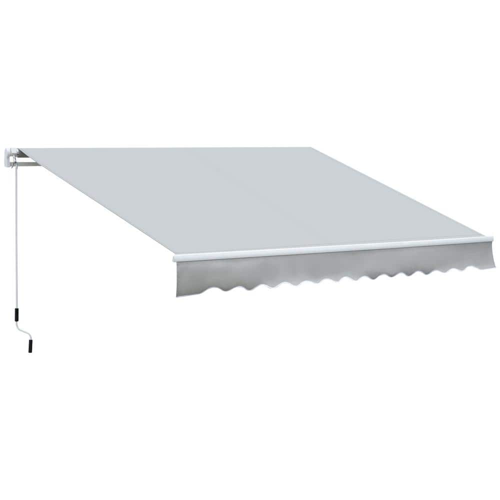 12 ft. x 8 ft. Light Gray Retractable Awning Sun Shade Shelter with Manual Crank Handle and Aluminum Frame price history on PriceWatchPro