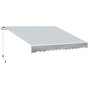 12 ft. x 8 ft. Light Gray Retractable Awning Sun Shade Shelter with Manual Crank Handle and Aluminum Frame