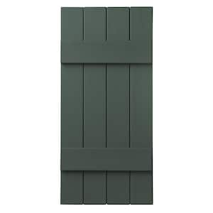 15 in. x 35 in. Polypropylene 4 Board Closed Board and Batten Shutter Pair in Green