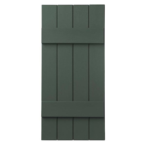 Ply Gem 15 in. x 35 in. Polypropylene 4 Board Closed Board and Batten Shutter Pair in Green