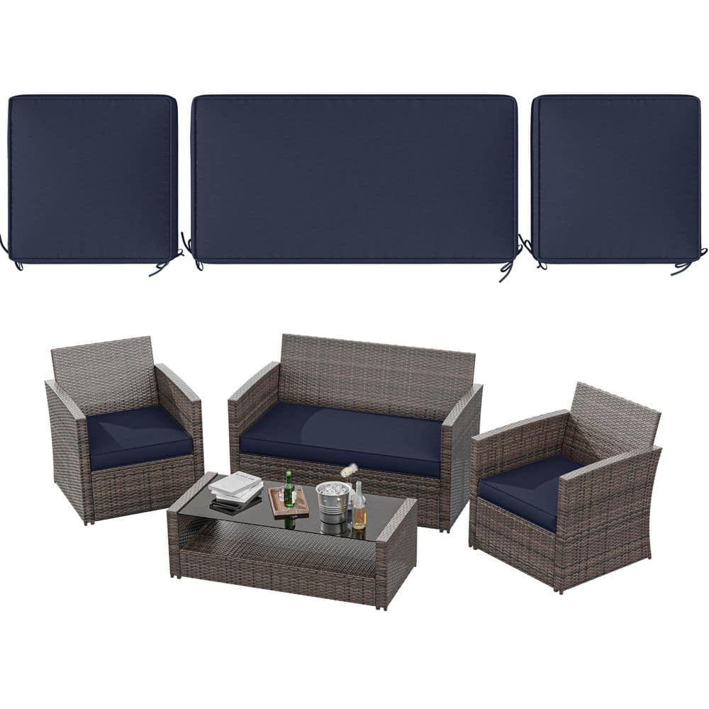 36 in. x 18 in. (3-Piece) Outdoor Patio Replacement Seat Cushions Fit for Loveseat Lounge Chair Furniture Navy Blue price history on PriceWatchPro