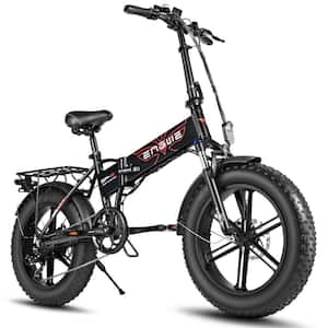 20 in. Black Upgraded 750-Watt Folding Mountain 7-Speed Gear E-Bike with Removable Lithium Battery