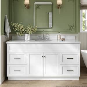 Hamlet 67 in. W x 22 in. D x 36 Single Sink Freestanding Bath Vanity in White with Carrara White Marble Top