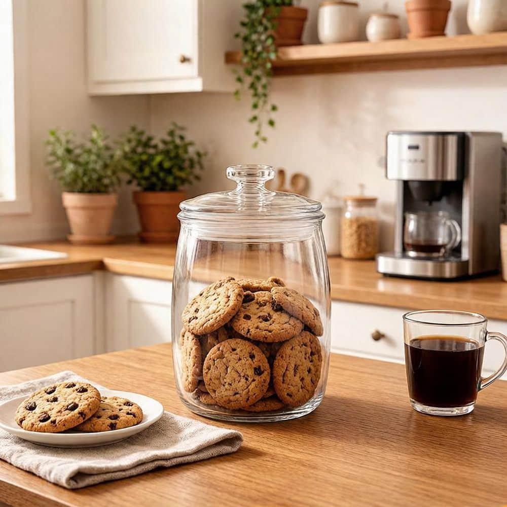 Mouth Apothecary Jar with Lid, 72 oz. Glass Cookie Jar, Clear Glass Container, Cookie, Candy, Sugar, Flour price history on PriceWatchPro
