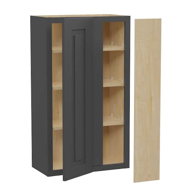 Home Decorators Collection Grayson 24 in. W x 12 in. D x 42 in. H Assembled Plywood Blind Wall Kitchen Cabinet in Deep Onyx with Soft Close RH