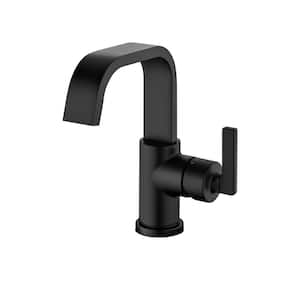 Single Hole Single-Handle Bathroom Faucet with drain in Matte Black