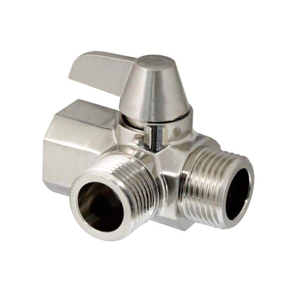 null Shower Arm to Shower Hose Diverter Valve - Made of Solid BRASS in Satin Nickel
