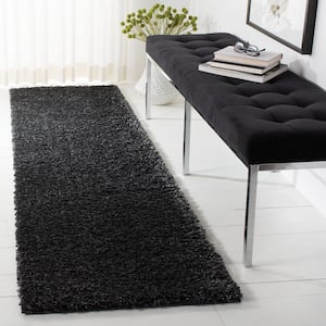 August Shag Charcoal 2 ft. x 10 ft. Solid Runner Rug