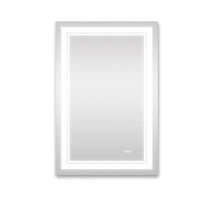 24 in. W x 36 in. H Rectangular Frameless Wall Mounted Bathroom Vanity Mirror LED with Anti-Fog Dimmable Makeup Mirror