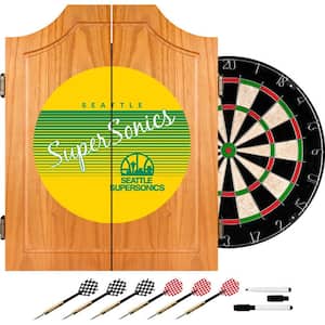 20.5 in. Seattle Super Sonics Hardwood Classics NBA Wood Dart Cabinet Set