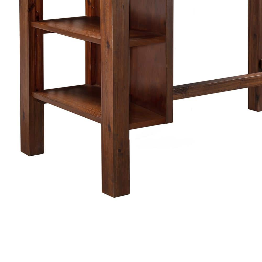 Chestnut Reclaimed Wood Counter Height Dining Table with Shelves