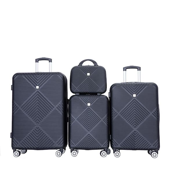 Tatahance 4-Piece Black ABS Hardside Lightweight Luggage Set with Aircraft Wheels (14/20/24/28 in. )