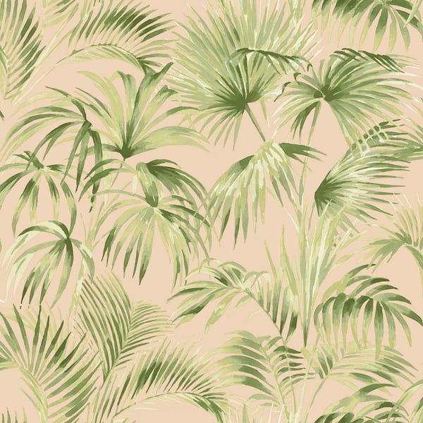Chesapeake Manaus Pink Palm Frond Matte Paper Pre-Pasted Wallpaper Sample