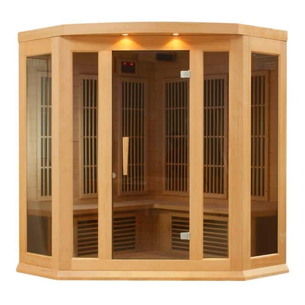 Better Life 3-Person Corner Carbon Infrared Sauna with Chromotherapy, Lighting and Radio