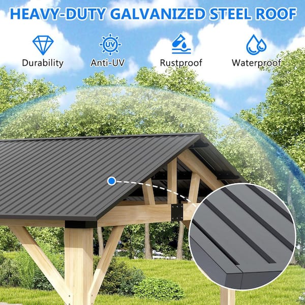 COVERONICS Outdoor 12 ft. x 14 ft. Slope Wooden Gazebo with