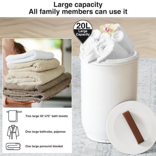 Towel Warmer タオルウォーマー ホワイト Wudkey Heated Large White Towel Warmer Bucket with Wood Handle Lid