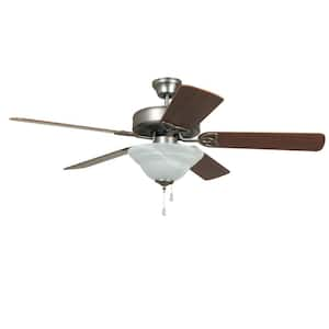 Builder Deluxe 52 in. Indoor Brushed Polished Nickel Finish Ceiling Fan with LED Bulbs Included