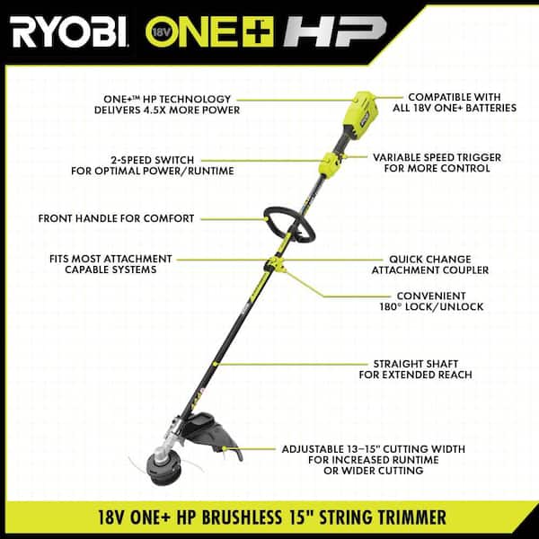 ONE+ HP 18V Brushless 15 in. Attachment Capable String Trimmer (Tool Only)