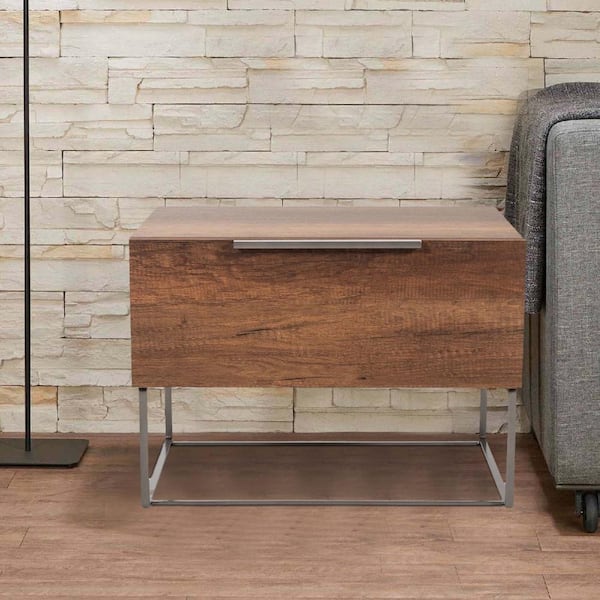 Benjara Brown 1-Drawer 16 in. Wooden Nightstand