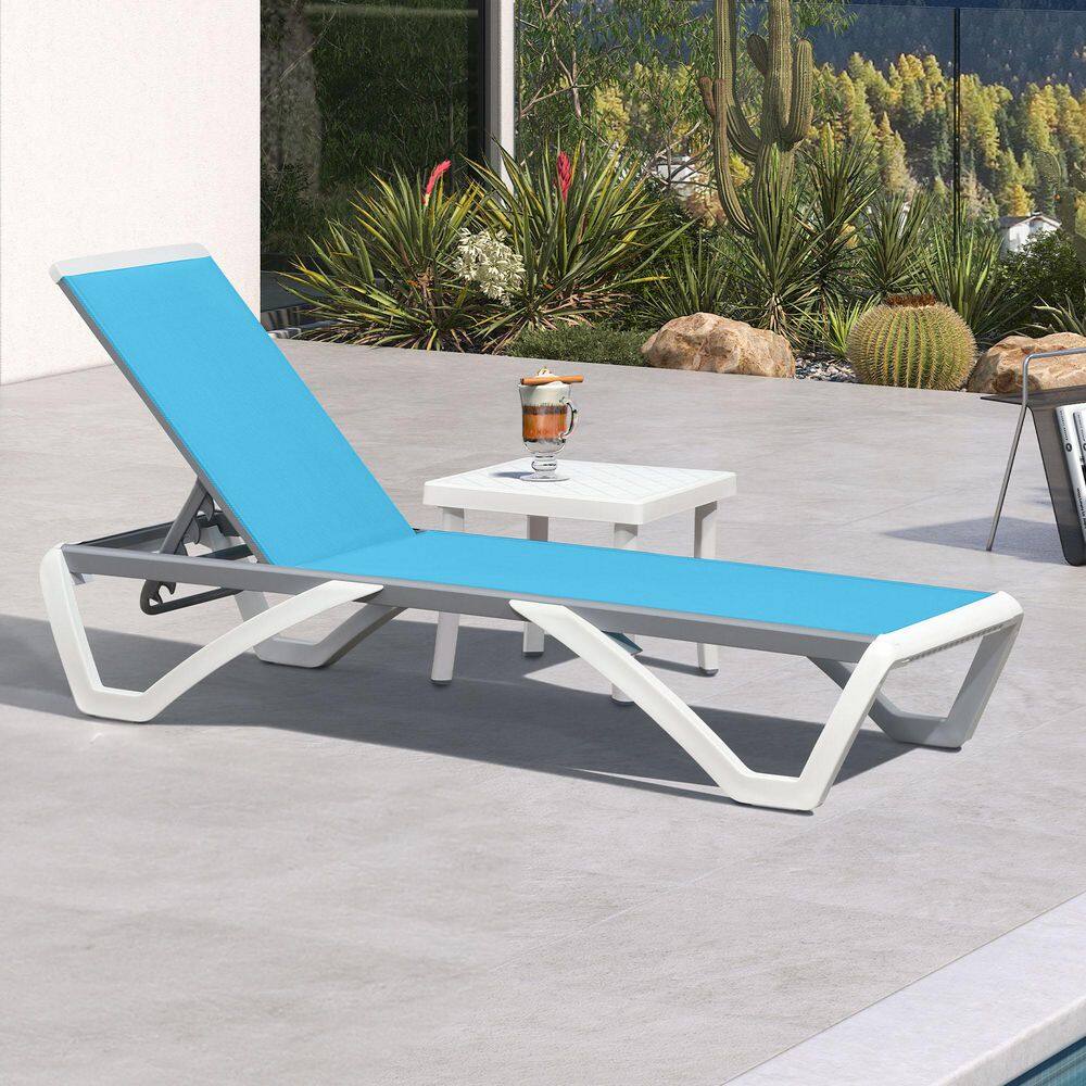 Patio Chair Set Plastic Outdoor Chaise Lounge Chairs for Outside Beach in-Pool Lawn Poolside, Turquoise Blue price history on PriceWatchPro