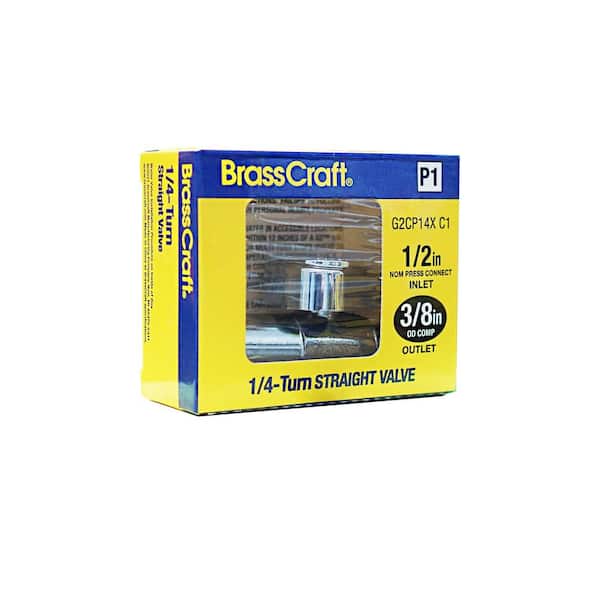 1/2 in. Press Connect Inlet x 3/8 in. Compression Outlet 1/4 Turn Straight Valve