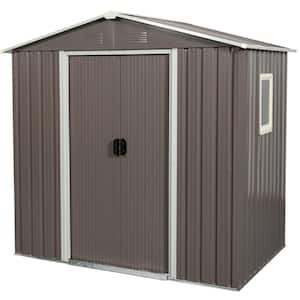 6 ft. W x 5 ft. D Metal Storage Shed Outdoor Tool Room with Window and Sliding Doors, Gray (23.4 sq. ft.)